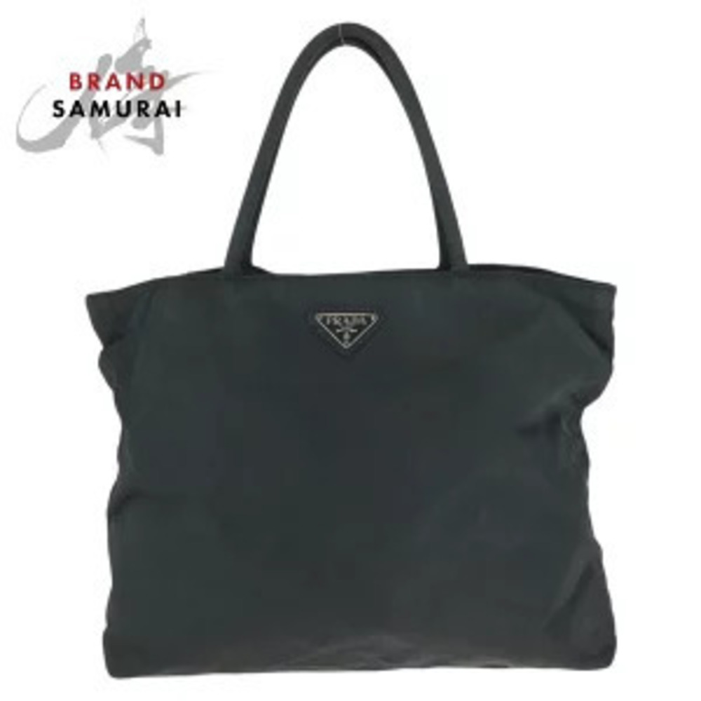 Prada Tessuto Triangle Plate Black Tote Bag